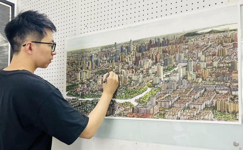 惊艳！年初爆火的南通全景针管笔画，终于上色了