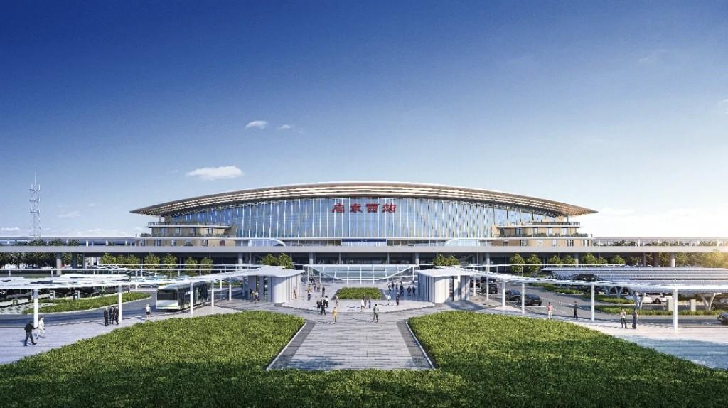 北沿江高铁重要客运枢纽——高铁启东西站站房顺利封顶